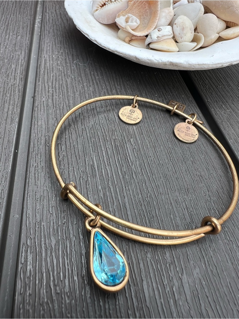 Gold-Tone Shell & Blue Teardrop Charm Bracelet Set - Picture 5 of 6